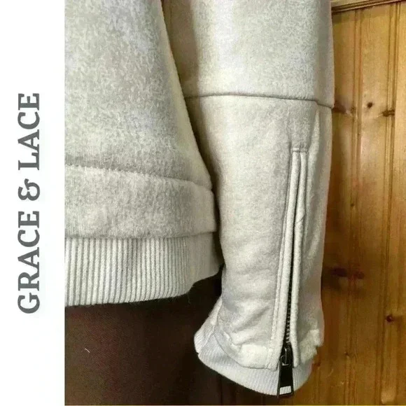 Grace @ Lace Move Free Leather Like Cream Knit Motorcycle Jacket Size XXL - Picture 11 of 12